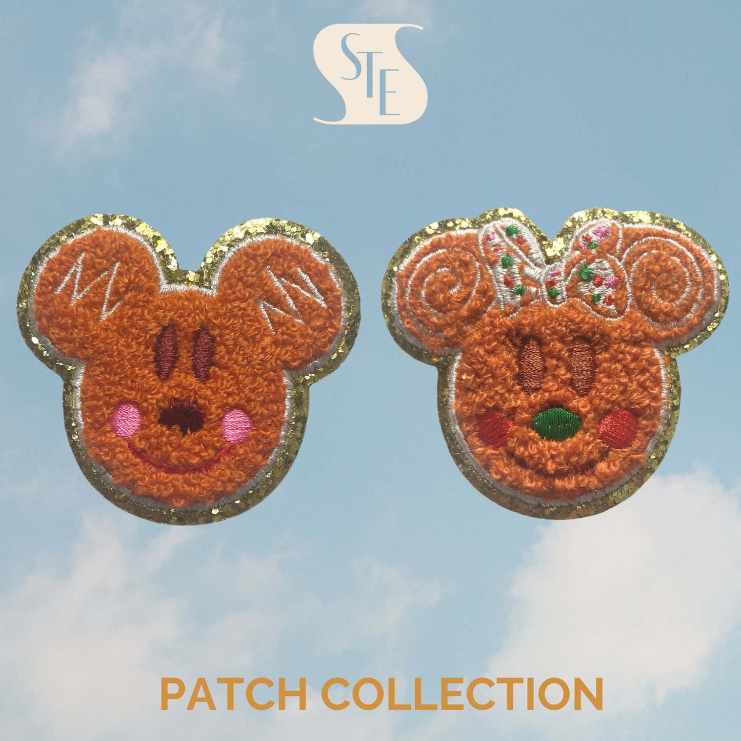 Mickey & Minnie Gingerbread Duo Chenille Patch